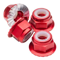#1U-80532 - M4 Flanged & Serrated aluminium Locknuts - Red - 4pcs