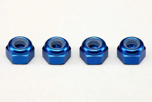 #ZC-N3ABL - YOKOMO 3MM ALLOY NYLON LOCK NUTS - 4PCS - BLUE