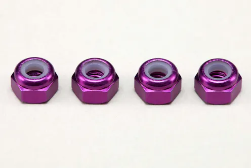 #ZC-N3APU - YOKOMO 3MM ALLOY NYLON LOCK NUTS - 4PCS - PURPLE