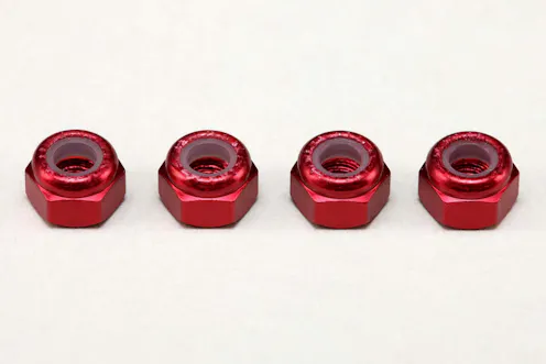 #ZC-N3AR - YOKOMO 3MM ALLOY NYLON LOCK NUTS - 4PCS - RED