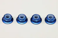 #ZC-N4AFLBL - YOKOMO 4MM FLANGE ALLOY NYLON LOCK NUTS - 4PCS - BLUE