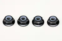 #ZC-N4AFLBK - YOKOMO 4MM FLANGE ALLOY NYLON LOCK NUTS - 4PCS - BLACK