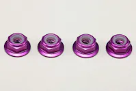 #ZC-N4AFLPU - YOKOMO 4MM FLANGE ALLOY NYLON LOCK NUTS - 4PCS - PURPLE