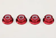 #ZC-N4AFLR - YOKOMO 4MM FLANGE ALLOY NYLON LOCK NUTS - 4PCS - RED