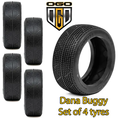 #OGO-H2910BM - OGO 1/8th Buggy Dana Tyres - H Compound - Medium (Blue) - 4Pc