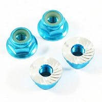 #FTM4BS - M4 BLUE SERRATED ALUMINIUM LOCKNUTS 4pcs