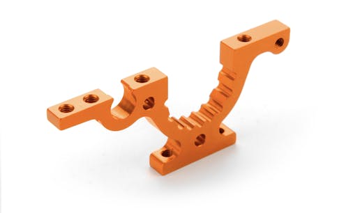 #XR302765-O - TEAM XRAY T4F ALU LOWER ADJUSTMENT BULKHEAD - FRONT LEFT - ORANGE