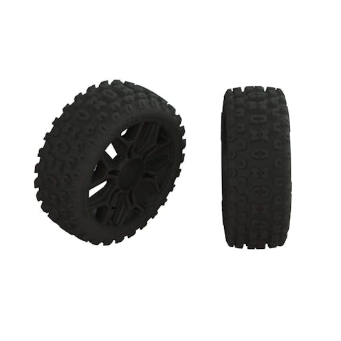 #AR550057 - ARRMA 2HO Tire Set Glued Black (2)