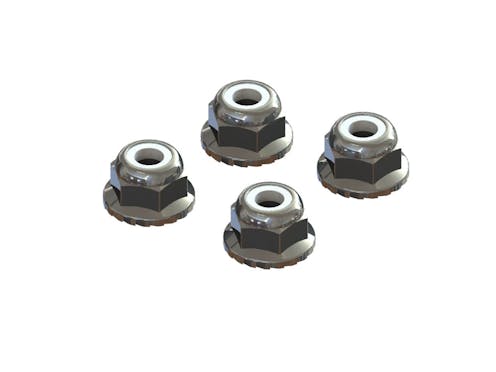 #AR708008 - ARRMA Flanged Nyloc Locknut 4mm Silver (4)
