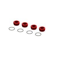 #ARA320467 - ARRMA Aluminum Front Hub Nut Red (4) inc O-Rings