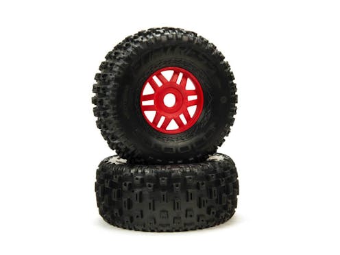 #ARA550065 - ARRMA DBOOTS 'Fortress' Tire Set Glued (Red) (2pcs)