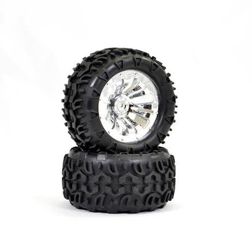 #FTX6310C - FTX CARNAGE MOUNTED WHEEL/TYRE COMPLETE PAIR - CHROME