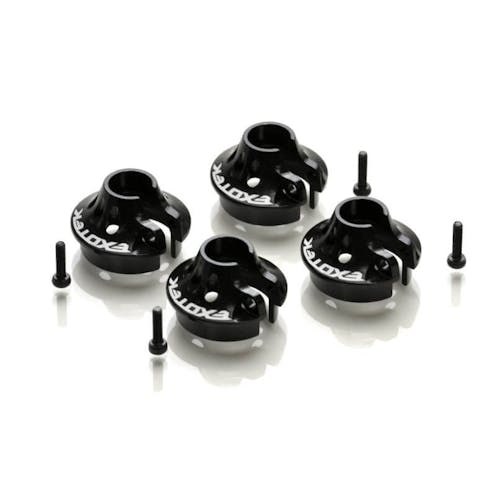 #EX1929 - Exotek Racing Dual Black and Silver 6061 aluminium clamping spring perches - 4 pcs (Hot Bodies E819 or D819)