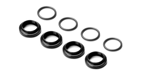 #XR308040-K - TEAM XRAY SHOCK ADJ. NUT ALU + O-RING - BLACK (4)