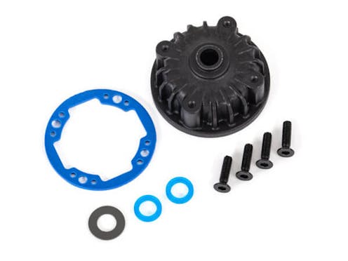 #TRX9081 - Traxxas Housing, Center Differential / X-Ring Gaskets (2 pcs) / 5x10x0.5 PTFE-Coated Washer / 2.5x8 CCS (4)