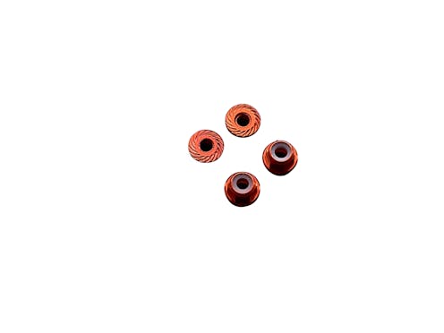 #BO7003 - Balls Out 4mm Serrated Nyloc Wheel Nut - 4pcs - Orange