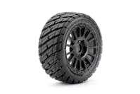 #JK1503RB - JETKO EXTREME TYRE 1:8 BUGGY ROCKFORM BELTED ON BLACK RIM