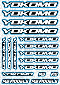 #BO-YOK-B - Balls Out Yokomo Pre-Cut Stickers (A5) - BLUE