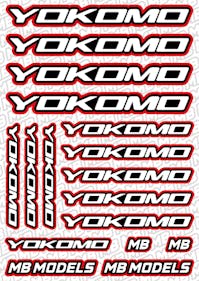 #BO-YOK-R - Balls Out Yokomo Pre-Cut Stickers (A5) - RED