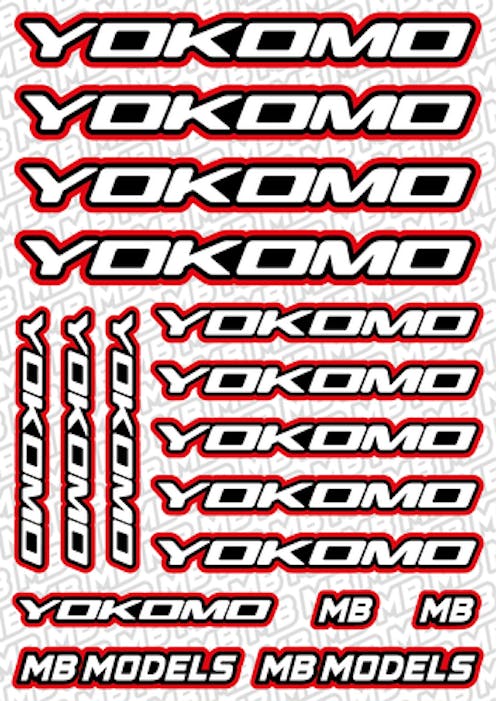 #BO-YOK-R - Balls Out Yokomo Pre-Cut Stickers (A5) - RED