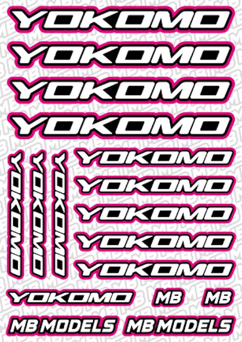 #BO-YOK-P - Balls Out Yokomo Pre-Cut Stickers (A5) - PINK