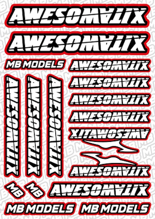 #BO-AWE-R - Balls Out Awesomatix Pre-Cut Stickers (A5) - RED