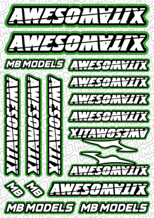 #BO-AWE-G - Balls Out Awesomatix Pre-Cut Stickers (A5) - GREEN