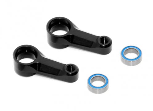 #XR302517-K - TEAM XRAY X4 ALU DUAL STEERING ARM - BLACK + BALL-BEARINGS (2)