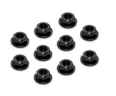 #XR960241-K - TEAM XRAY ALU NUT M4 WITH SERRATED FLANGE - BLACK (10)