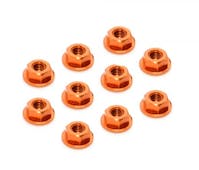 #XR960241-O - TEAM XRAY ALU NUT M4 WITH SERRATED FLANGE - ORANGE (10)