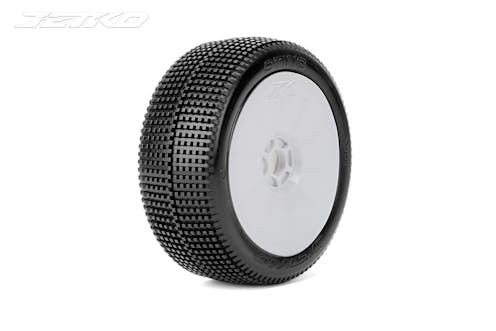 #JK1001USGW - JETKO STING ULTRA SOFT 1:8 BUGGY PRE-GLUED ON WHITE RIMS (2)