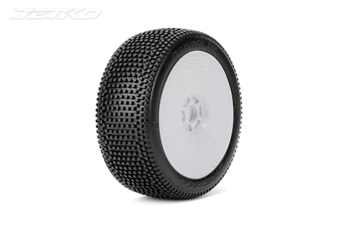 #JK1002USGW - JETKO BLOCK IN ULTRA SOFT 1:8 BUGGY PRE-GLUED ON WHITE RIMS (2)