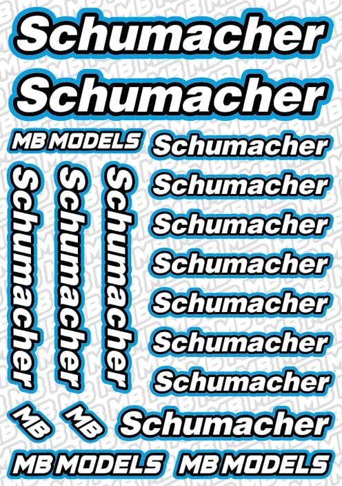 #BO-SCH-B - Balls Out Schumacher Pre-Cut Stickers (A5) - BLUE