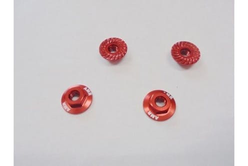 #AMR-025R - AMR Serrated Large Diameter 1:10 Aluminium Wheel Nuts (4) Red