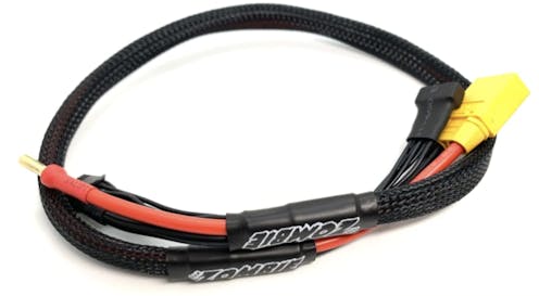 #B-TZ-10RLXT690 - ZOMBIE XT60, XT90 plated male tube plug 600mm 4s charging wire (FULL BLACK)