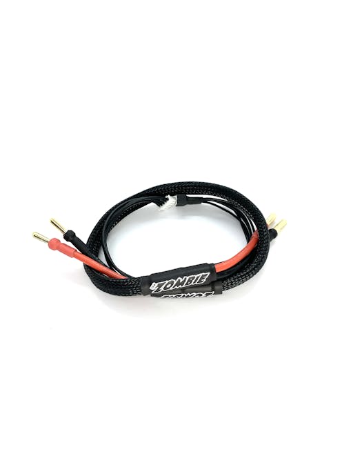 #B-TZ-10R45MM - ZOMBIE 4mm, 5mm plated male tube plug 600mm 4s charging wire (BLACK)