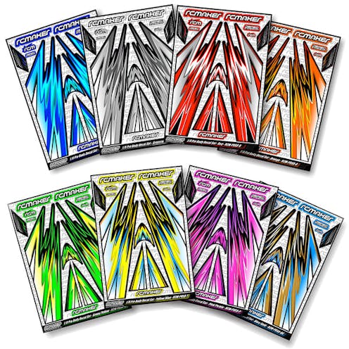 #RCM-PDS8-Y - RC MAKER Pro Body Decal Set for 1/8th Onroad (Assorted Colours)