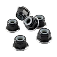 #1U-80507 - 1up M4 Flanged Premium aluminium Locknuts - Black & Bling- 6pcs