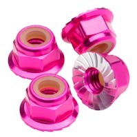 #1U-80542 - 1up M4 Flanged & Serrated aluminium Locknuts - Pink - 4pcs