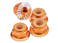 #1U-80552 - 1up M4 Flanged & Serrated aluminium Locknuts - Orange - 4pcs