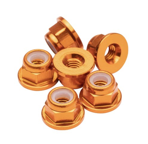 #1U-80554 - 1up M3 Flanged aluminium Locknuts - Orange - 6pcs