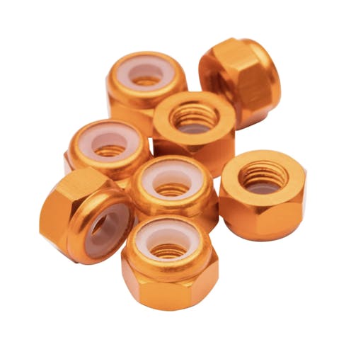 #1U-80555 - 1up M3 aluminium Locknuts - Orange - 8pcs