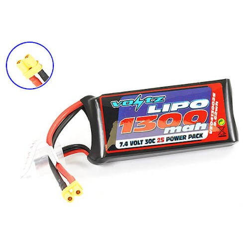 #VZ0413002SXT30 - VOLTZ 1300MAH 7.4V 30C LIPO BATTERY W/XT30