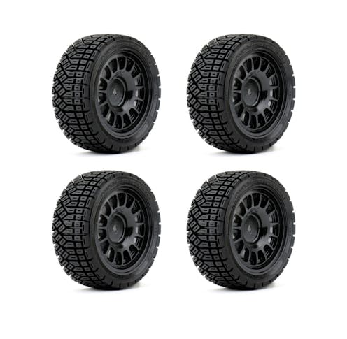 #JK3201RB - Jetko EX Avantgarde 1/10 Touring/Rally Tyre Black Wheel 12mm Hex (4)