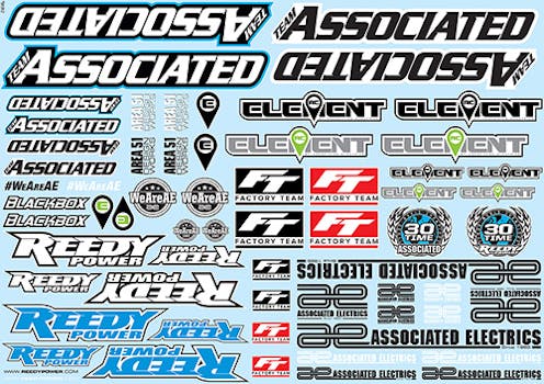 #AS91913 - ASSOCIATED 'AE' BRANDING DECAL SHEET
